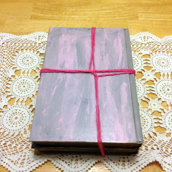 Handpainted Pink and Grey Book Decor - Picture 2 of 5